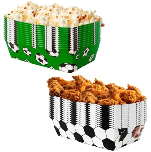 Floruvia 24er-Pack de Decoración de Fiesta de Fútbol, Platos Desechables y Bandejas para Cumpleaños de Fútbol, Temas Deportivos, Suministros para Fiestas Bandejas de Papel para Celebraciones
