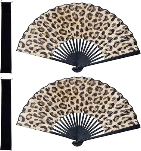 QyueQyat Rave Fan Set, 2 Piece Folding Hand Fans with Storage Pouch, Compact Paper Fan for Events and Gatherings, Portable Folding Fan for Personal Cooling