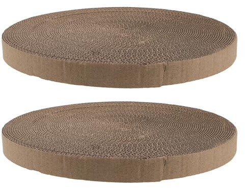 LIOOBO 2 Piezas Almohadillas de Repuesto para Rascador de Gatos, Redondas de Cartón Corrugado, Diámetro 35 Cm, Recambio para Bandeja Rascador, Accesorio para Comodidad y Mantenimiento