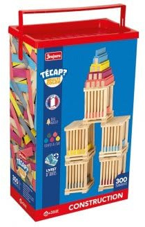 cavernedesjouets Baril 300 planchettes en Bois Massif, Classic Nature et colorees - tecap Multi Color - Jeu Construction - Made in France - Set Jouet avec Carte