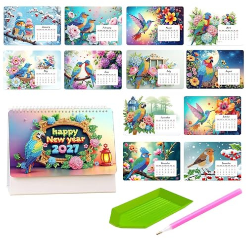Gör-Det-Själv Kalender Med Ädelstensmålning,Konst och Pyssel Planerare | 2027 Års Skrivbordskalender,För Användning På Kontoret, I Och I Skolan För Schemaläggning Och Organisering