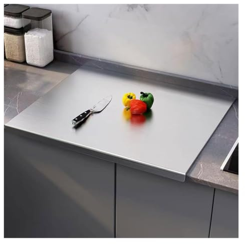 Planche À Découper INOX, Plaque INOX Cuisine Plan De Travail | Facile À Nettoyer Plaque Metal, Antidérapant Plan De Travail Inox, Planche À Découper En Titane(40x70cm(15.75x27.56in))