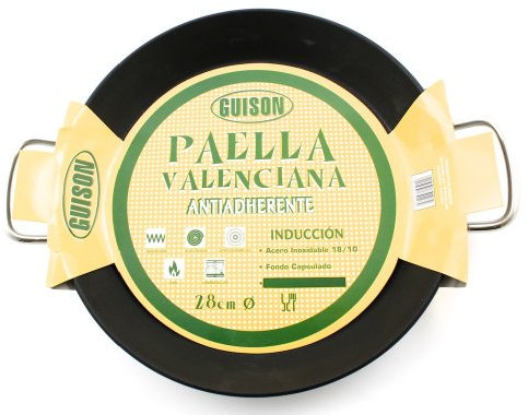 Garcima Poêle à paella anti-adhésive en acier inoxydable Argenté 28 cm