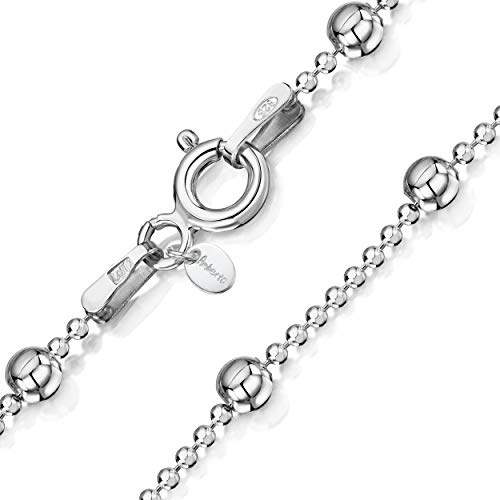 Amberta® Bijoux - Collier - Chaîne Argent 925/1000 - Maille Boule - Largeur 1.1/3.2 (mm) - Longueur 40 45 50 55 60 cm (45cm)