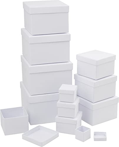 Schachteln, 12er-Set, Quadrat, Karton, Schachtel quadratisch, Geschenkschachteln