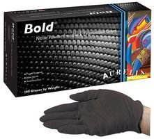 NITRILE GLOVES, POWDERFREE, BLK, L PK100 73998 By AURELIA