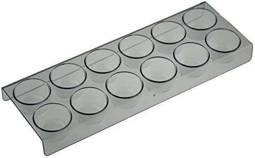 12 soportes para huevos para frigorífico Gorenje, longitud: 28 cm, ancho: 10 cm, altura: 2,5 cm, diámetro del compartimento para huevos: 4 cm.