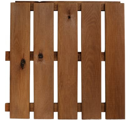 Gartenwelt Riegelsberger 20 azulejos de madera de pino marrón impregnados, 50 x 50 x 3,2 cm, azulejos de madera, baldosa para balcón, terraza, balcón