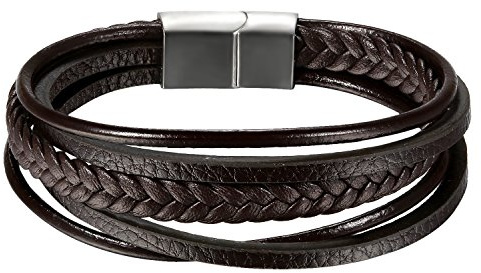 OIDEA Herren Armband Leder mit Magnetverschluss: Geflochten Armreif Handgelenkn Lederarmband mit Magnet Verschluss Vintage Retro Stil Schmuck Geschenk für Männer Junge Silber Gold Schwarz Blau