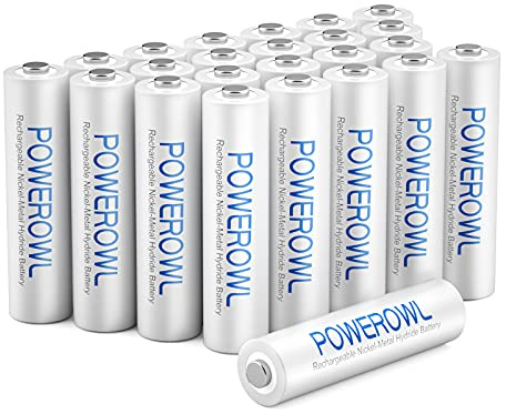 POWEROWL AAA Rechargeable Batteries 24 Pack, High Capacity Rechargeable AAA Batteries 1000mAh 1.2V NiMH Low Self Discharge