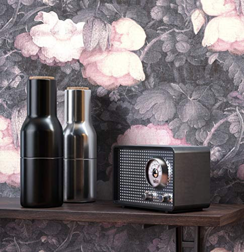 NEWROOM Blumentapete Tapete grau Blumen Rosen Floral Vliestapete rosa Vlies moderne Design Optik Tapete Vintage inkl. Tapezier Ratgeber
