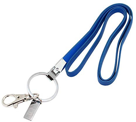 Boshiho PU Leder-Schlüsselband, mit starkem Clip und Schlüsselanhänger für Schlüssel, Ausweiskartenhalter 40,6 cm Flat Blue