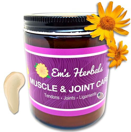 Em's Herbals, Muscle & Joint Arnica Salve - Amplified Arnica Salve Made with Menthol Crystals, and Effective Essential Oils to Penetrate Deep into Muscles, Joints, and Back Discomfort (8 oz)