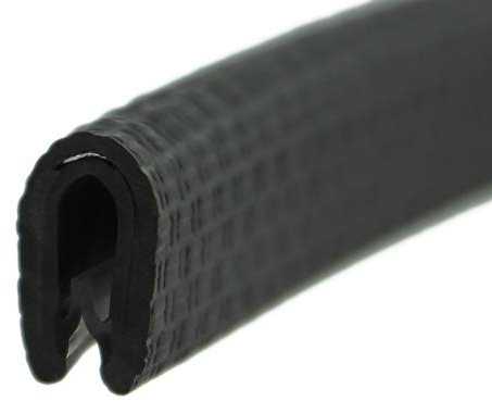 SMI-Kantenschutzprofil KS1-2S-M für 1-2mm PVC mit Stahleinlage Schwarz selbstklemmend ohne Kleber - Kantenschutz, Kederprofil, Kantenprofil, Kantenschutzleiste für Autotüren, Bleche (50 m, Schwarz)
