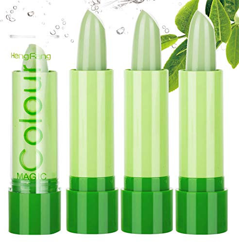 Gireatick 3PCS Aloe Vera Lippenstift, magische Farbe, die sich mit der Temperatur ändert, feuchtigkeitsspendender Lipgloss Lip Plumper Langlebiges Lippen Make-up Set