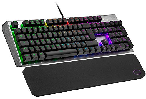 Cooler Master CK550 V2 Mechanical Gaming Keyboard - RGB Backlighting, On-The-Fly Controls, Aluminium Top Plate and Wrist Rest Included - UK Layout/Red Switches