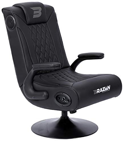 BraZen Emperor XX 2.1 Elite Esports Digital Analogue and Bluetooth Surround Sound Swivel Foldable PU Leather Pedestal Gaming Chair for Adults Armrests - Black | BraZen Emperor XX Digital Bluetooth Speakers Gaming Chairs for Adults Video Games Chair Adult Gaming Chair Ergonomic Pedestal