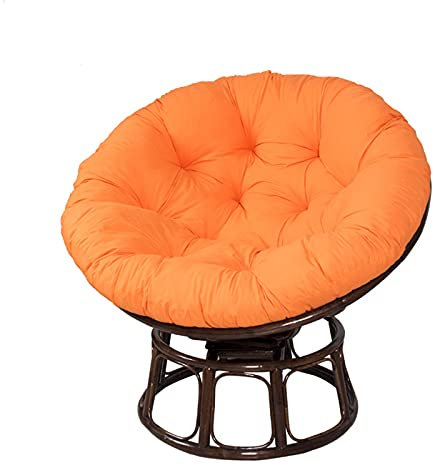 SWECOMZE Papasansessel Kissen - großes Bodenkissen gepolstert Sitzkissen Krabbeldecke Hängesessel Polsterauflage Gartenstuhl (Orange,Ø 120 cm)