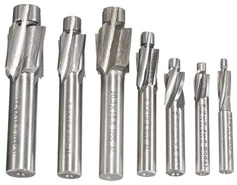 Foret Mèche 7 pièces M3-M12 HSS plat fraise foret ensemble menuiserie alésoir bois chanfrein fin fraisage trou