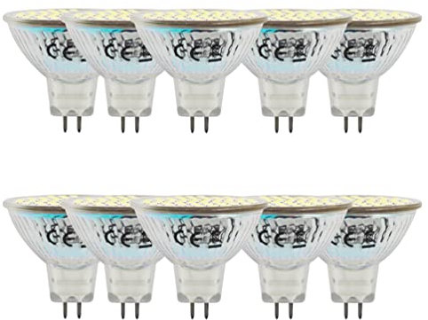 GLMING MR16 GU5.3 48-2835SMD LED-Leuchtmittel 3W Ersetzen Sie 30W 35W Halogenlampe G5.3Bi-Pin-Sockel Lampe Spot AC12V DC12-24V Tageslicht Weiß10 Stück