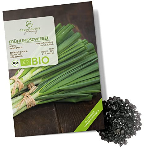 BIO Frühlingszwiebel Samen (Japanische Ishikura, 75 Korn) - Frühlingszwiebeln Saatgut aus biologischem Anbau ideal für die Anzucht im Garten, Balkon oder Terrasse