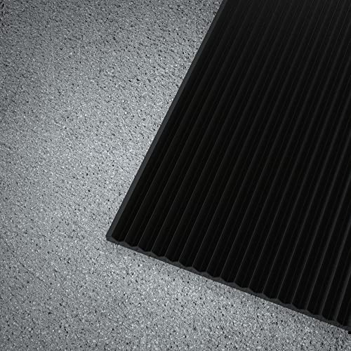 WorkForce Vinyl Corrugated V-Groove Industrial Runner Matting Roll, 36 in. x 20 ft, Black
