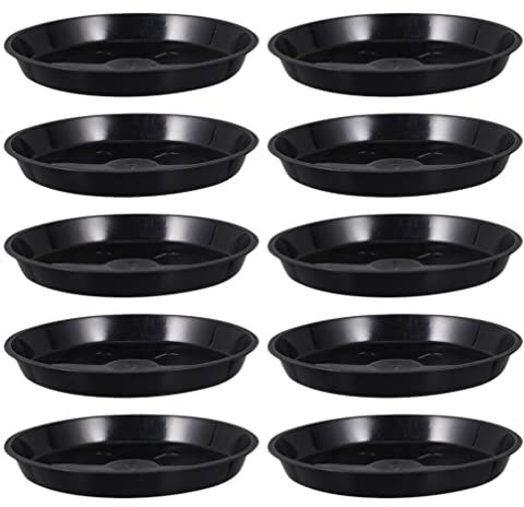 Operitacx 10 x Blumentopf-Untersetzer, 34,3 cm, große Blumentopf-Untersetzer, schwarz, rund, Untersetzer für Töpfe, Balkon, Sukkulenten