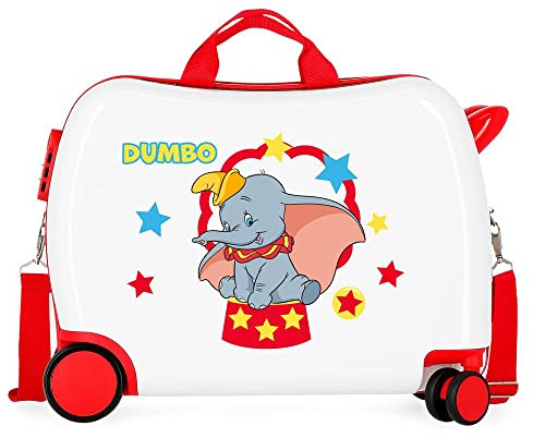 Disney Dumbo Kinderkoffer, weiß, 50 x 39 x 20 cm, Hartplastik, seitlicher Kombinationsverschluss, 34 l, 1,8 kg, 4 Räder