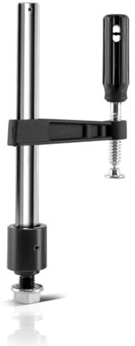 STAHLWERK Spannzwinge 80 x 200 mm für Schweißtische D16 Lochsystem | Schraubzwinge mit Fixierbolzen, Anschlag und Sicherungsschraube für präzises Fixieren von Werkstücken