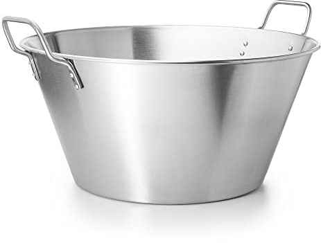 Forgast Cuenco de acero inoxidable | Diámetro ⌀ 50 cm | Alto 22 cm | Cuenco de cocina | Cuenco de metal con dos asas | Ensaladera y sopa, para preparación de alimentos