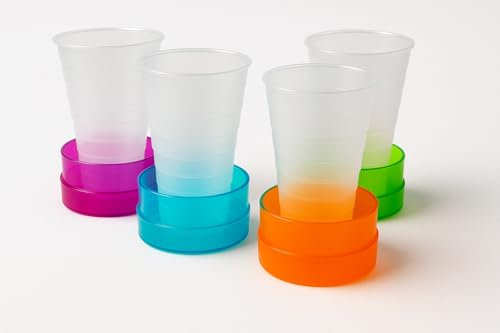 Terryshop74 4 bicchieri richiudibili plastica per campeggio mare spiaggia piscina scuola escursioni