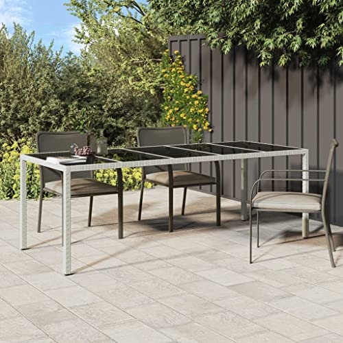 Camerina Gartentisch Outdoor MöBel Garten Tisch Balkontisch Wetterfest Terrassentisch Weiß 250x100x75 cm Poly Rattan und Hartglas