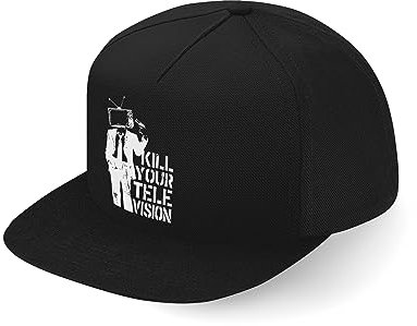 Kill Your Television Banksy Street Art Fullcap Konst Platt Bill Snapback Keps, Svart, one size