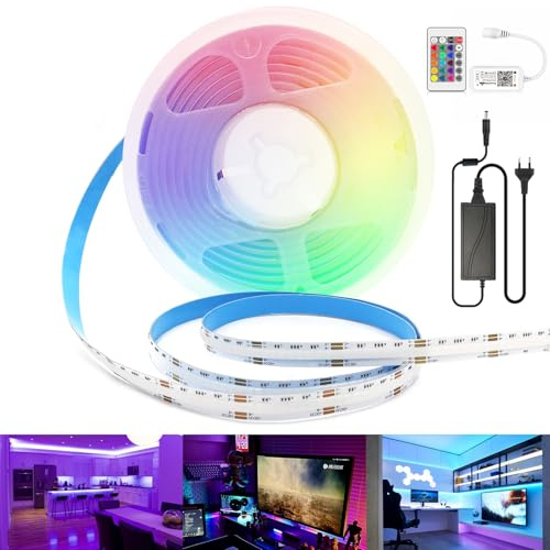 Alexa COB LED Streifen WiFi RGB 2M Kit, 12V Arote RGB Dimmbar COB LED Strip LED Lichtband mit Controller und Netzteil, Hohe Dichte 576LEDs/M, App Steuerung, Musik Sync, DIY-Farbwechsel Led Lichtleiste