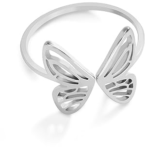 Dreamtimes Open Einstellbare Schmetterling Ring Edelstahl Gold Farbe Frauen Ästhetische Finger Ringe Kpop Mode Hochzeit Schmuck Geschenk