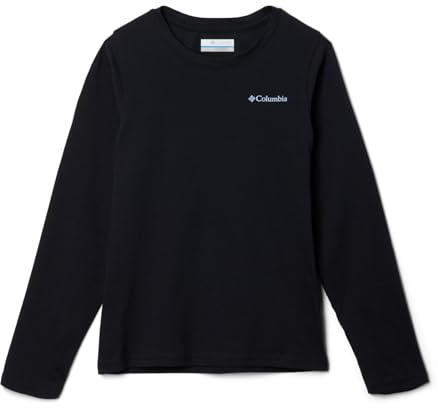 Columbia Youth Boys Dobson Pass Long Sleeve Graphic Tee, Black/Torn Sunscape, Large