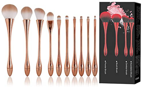 10 Stück Kosmetikpinsel Set, Schminkpinsel Set Professionelle Make up Pinsel Set Gold, Make-up Sets Foundation Puder Concealer Lippen Highlight Contour Lidschatten Rouge Pinsel Makeup Brushes