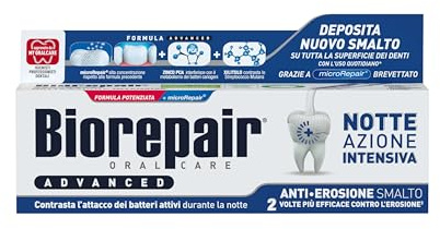 Biorepair, Advanced Zahnpasta, intensive Nacht, Anti-Erosion, schützt und repariert Zahnschmelz, antibakteriell, mit MicroRepair, PCA-Zink und Xylitol, für einen frischen Atem, 75 ml