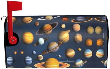 Solar System Planets Mailbox Covers,Post Box Letterbox Cover Mailbox Wrap for Garden 21 Lx 18 W,25.5x21