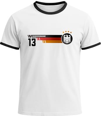 MoonWorks® Herren T-Shirt Deutschland Fußball WM-Shirt 2026 Fanshirt Trikotnummer 13 Adler Deutschlandshirt