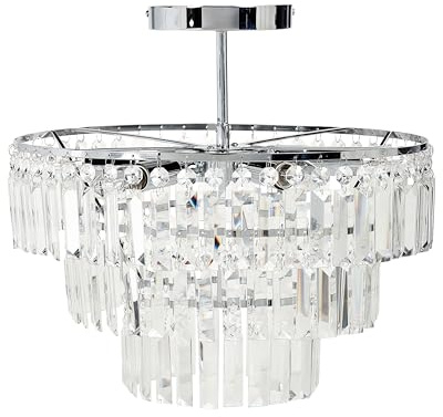 Beliani Kronleuchter Metall silber Glaskristalle transparent ⌀ 45 cm 6-flammig Ameneiro