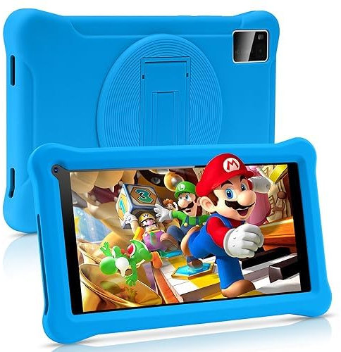 Tablette Enfants 7 Pouces Android 13 Tablette avec GMS Certified,8（3+5）GB RAM 64GB ROM (TF CARD 128GB),Applications Pré-Installé, WiFi Contrôle Parental Tablette Éducative avec Kid-Proof Étui (Bleu)