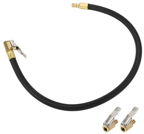 TUCKBOLD Tubo Di Prolunga Per Gonfiatore Con Adattatore Valvola 1 Set | Nero, Oro, Argento, Nylon, Metallo, M8x0.8, 12.6mm, Clip Rapido, 0.305inx32TPI, 1 Tubo, 2 Valvole