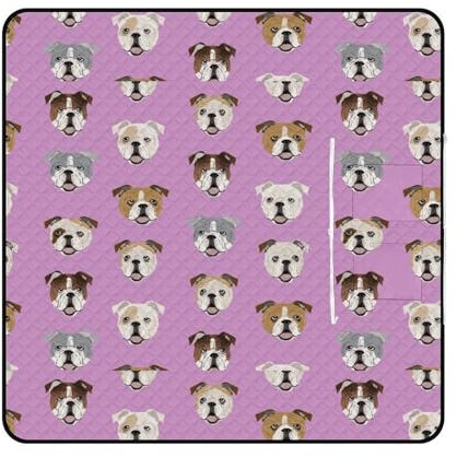 JZemdybill Picknickmatte mit Reißverschluss, lustige englische Bulldogge, Picknickdecke, Outdoor-Teppiche, 200 cm x 200 cm