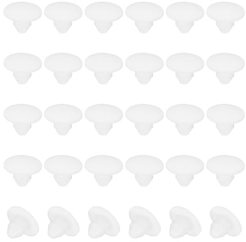 PATIKIL 4mm Diameter Silicone Round Snap, 30 Pcs in Type Locking Furniture Hole Plug Button Wide Edge Protective Cover Fit for 3.8-4.2mm Hole for Seal Bulkhead Cylinder Hole, White