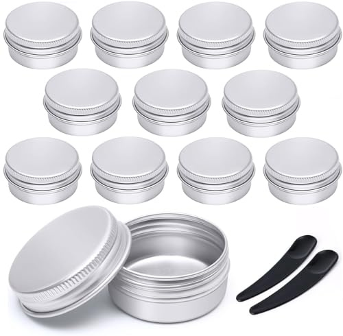 GAUATO 12 Stück Aluminium Döschen 10ml, Mini Cremedosen zum Befüllen mit Deckel, Leer Rund Lippenbalsam Behälter Reise Salbentiegel, Salbendosen Kleine Tiegel für Lotion, Creme, Mini-Kerzen, Kosmetik