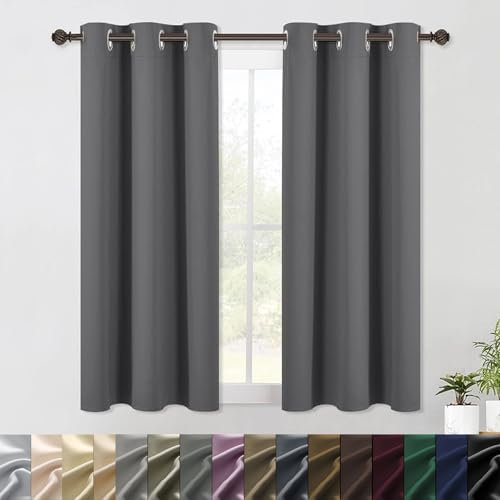 WUXXIANG Vorhang Verdunkelung Blickdicht Gardinen 105 x 205 cm Kälteschutz Sonnenschutz, Thermo Vorhang Gegen Kälte Und Hitze Ösenschal, mit Raffhalter für Wohnzimmer Kinderzimmer, Grau