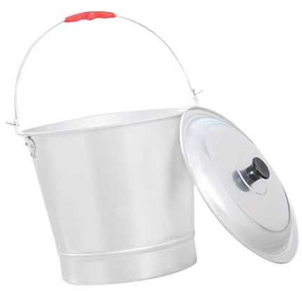 Fonowx Seau de Sauna en aluminium avec poignée, accessoires de Sauna avec couvercle, seau en métal, Capacité 13l