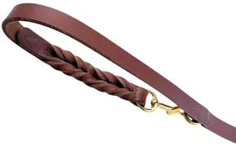 ALMADOG Verstellbare Hundeleine Abby - Umhaengeleine aus nachhaltigem Leder - Weiches Fettleder - Made in Germany - Kastanienbraun (12mm x 230cm)