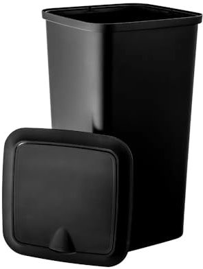 BirnePower Mülleimer Müllbehälter 24L Abfalleimer Biomülleimer mit Deckel Schwarz Papierkorb Abfallbehälter Klappdeckel Höhe 48cm